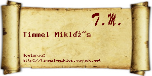 Timmel Miklós névjegykártya